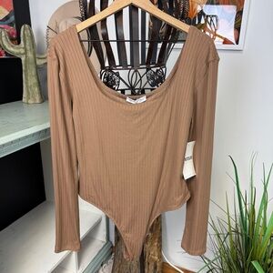 NWT | Birch and Stone | ribbed brown long sleeve bodysuit | XL